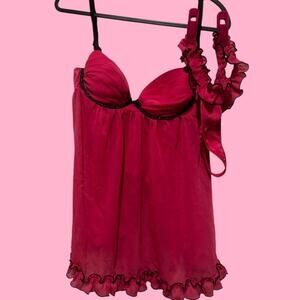 Y2K hot Pink and black Ambriel lingerie set